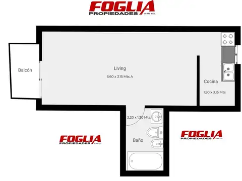 Departamento en Alquiler de Monoambiente