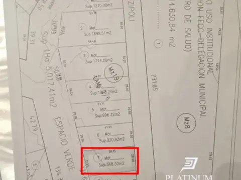 Terreno en Venta 38  mts Frente