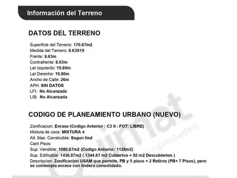 Terreno en Venta de 170,0 m2