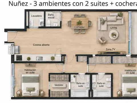 Departamento en Venta de 3 ambientes