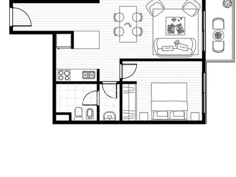 Departamento 2 ambientes con 2 baños