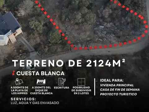 Venta Terreno De 2124M² A 500 Mts De La Playa De Los Hippies En Cuesta Blanca