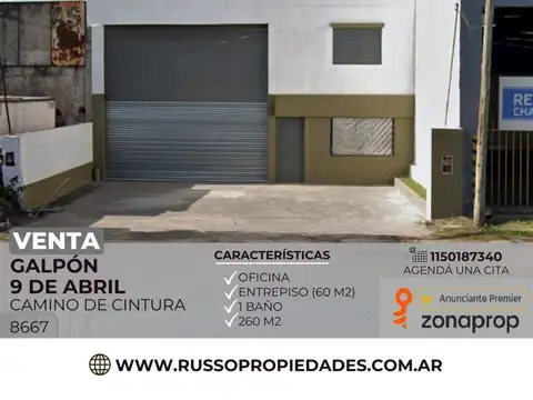 Venta galpón  320 mtrs 