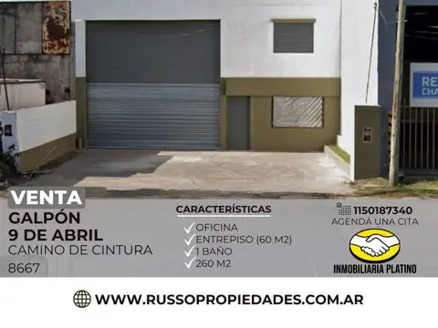 Venta galpón  320 mtrs 