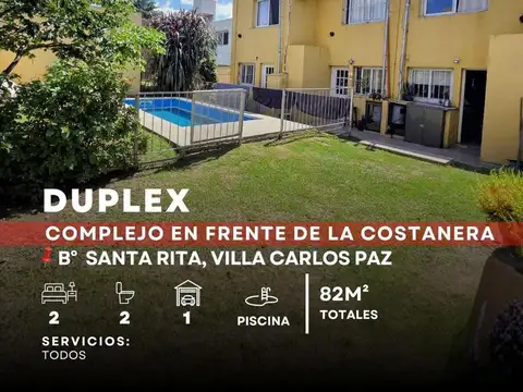 Venta Dúplex 2 dormitorios y pileta sobre costanera con vista al lago en Santa Rita - Carlos Paz