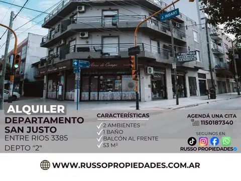 Alquiler Departamento 2 Ambientes - San Justo