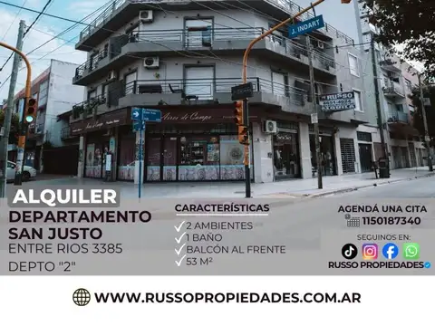 Alquiler Departamento 2 Ambientes - San Justo