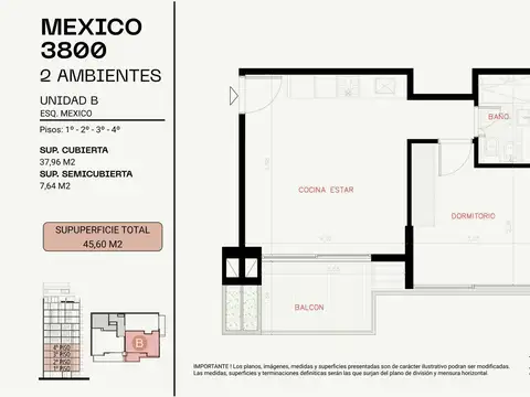 Departamento en Venta de 2 ambientes
