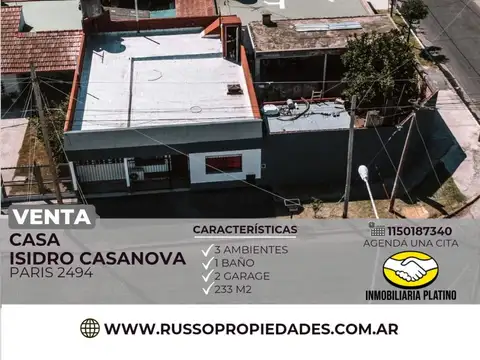 Venta Casa 3 Ambientes Isidro Casanova