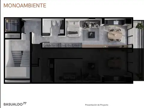 VILLA LURO. BASUALDO 100. PISO DE 2 AMBIENTES CON ESCRITORIO EN POZO