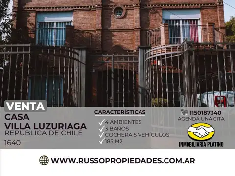 Venta casa  Villa Luzuriaga 4 ambientes