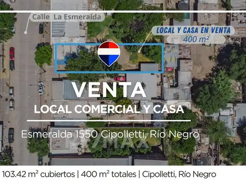 LOCAL COMERCIAL + CASA DOS DORMITORIOS  EN VENTA