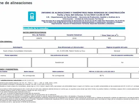 Terreno en Venta en Malvin Norte, USD 170.000
