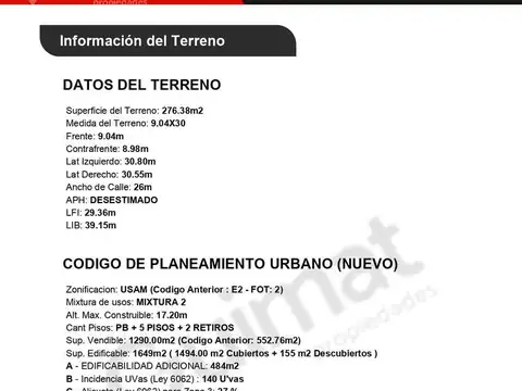 Terreno en Venta de 276,0 m2