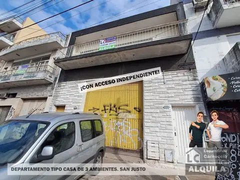 ¡175 M2 TOTALES! AMPLÍSIMO DEPARTAMENTO TIPO CASA DE 3 AMBIENTES EN ALQUILER EN SAN JUSTO. SIN EXPENSAS.