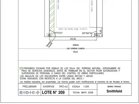 Terreno en Venta de 942,0 m2