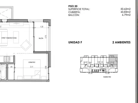 Departamento en Venta de 1 dormitorio