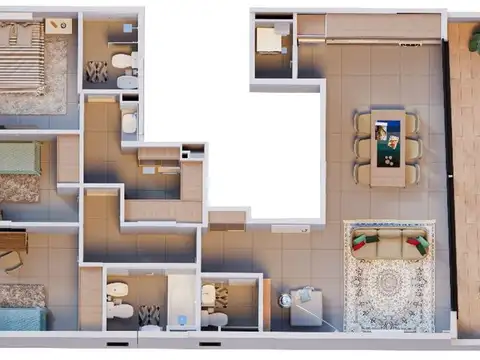 Departamento 4 ambientes con 2 baños