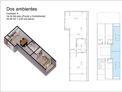 DEPARTAMENTO MONOAMBIENTE EN PISO 1, DTO D, AL CONTRAFRENTE, 22M2 A ESTRENAR.