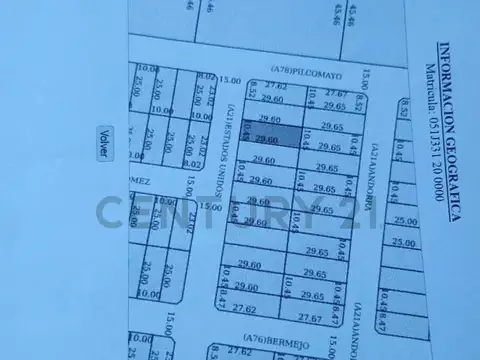 Terreno en Venta 10,45  mts Frente