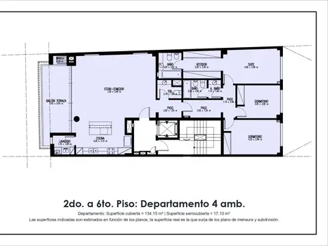 Departamento 4 ambientes con 2 baños