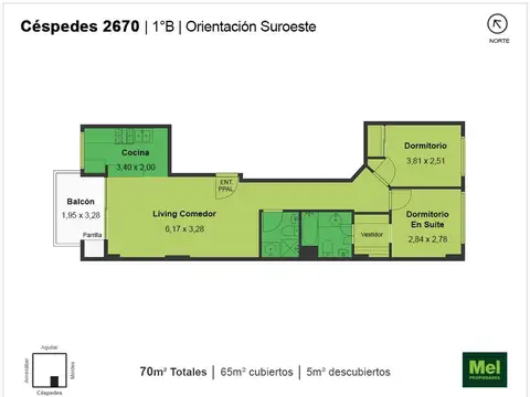 Cespedes 2600, Piso 1