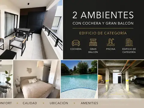 EXCLUSIVO 2 AMBIENTES DE 73M2 EN BE WEST – HURLINGHAM | GRAN BALCÓN, PARRILLA, COCHERA Y PISCINA