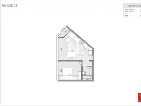 Impresionante departamento de 1 dormitorio, ideal para 2 personas 