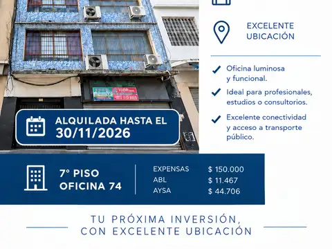 OFICINA DE 29M2 EN VENTA BALVANERA - PISO 7 