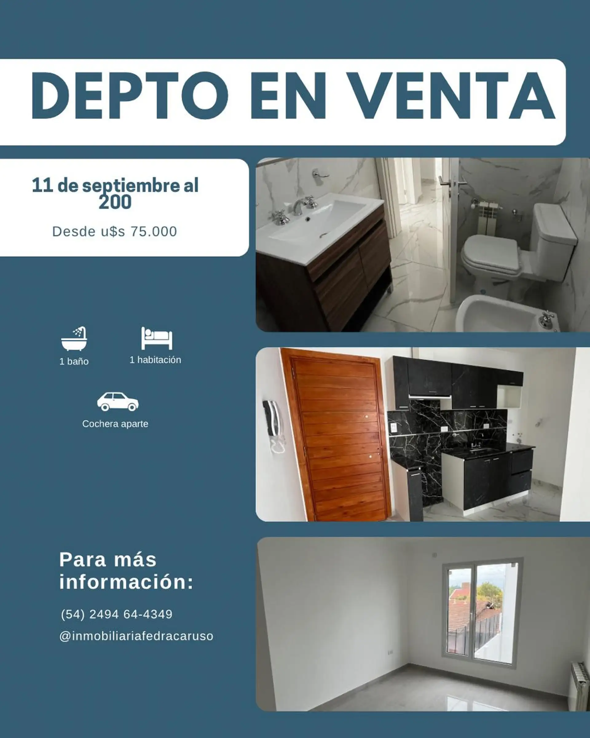 Depto a estrenar 1 dorm 45 m² contrafrente — 2º piso, ideal inversión o vivienda