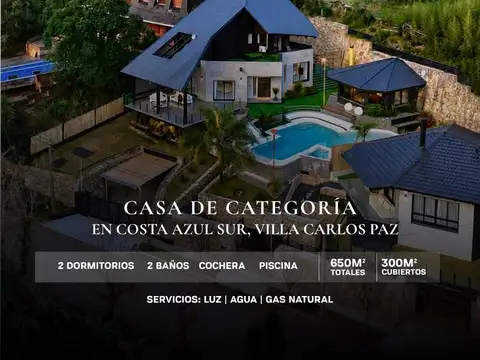 Venta Casa De Categoría de 2 Dormitorios Piscina Playa, Jacuzzi en Costa Azul Sur - Villa Carlos Paz
