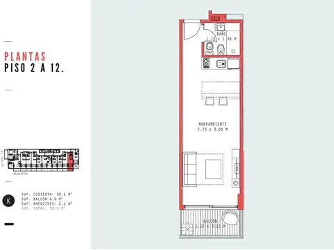 Departamento en Venta en Nuñez, USD 115.000