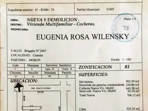 Terreno en Venta de 913,0 m2