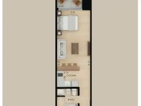 Departamento en Venta de Monoambiente