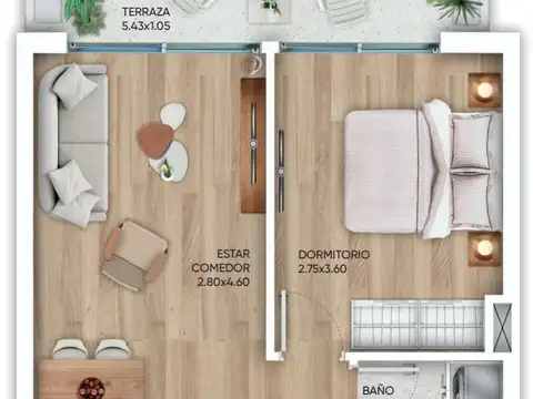 Departamento 4 ambientes con 1 baño