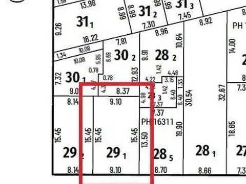 Terreno en Venta 15  mts Fondo