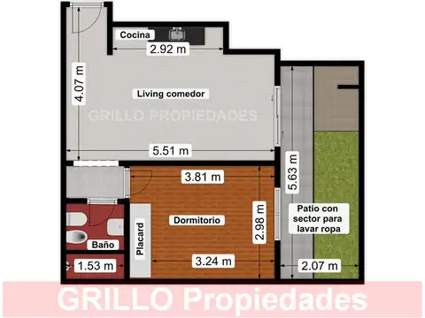 Depto Tipo Casa en Alquiler de 1 dormitorio