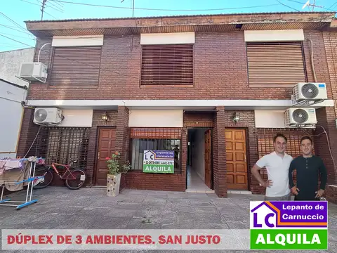 DÚPLEX  DE 3 AMBIENTES CON EN SAN JUSTO. EN SEGUNDO CUERPO Y EN PLANTA BAJA. SIN EXPENSAS.