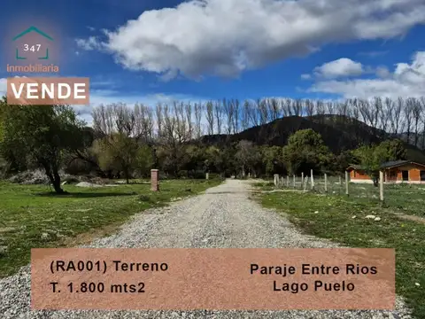 (RA001) LAGO PUELO (Paraje Entre Rios) Terreno de 1.800 mt²  Loteo "Las Pitras"