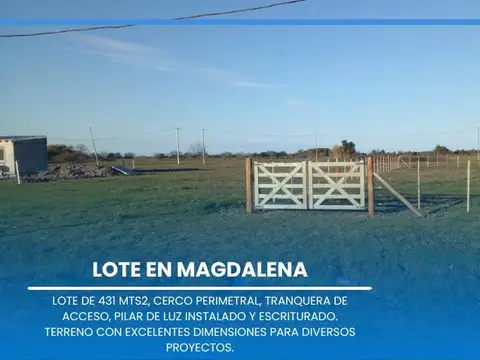 VENTA – LOTE DE 431 m² EN EL PARTIDO DE MAGDALENA