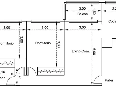 Departamento 3 ambientes con 1 baño