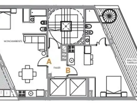 Departamento Monoambiente con 1 baño