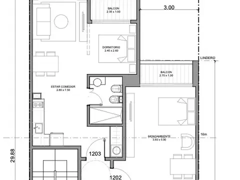Departamento en Venta de Monoambiente