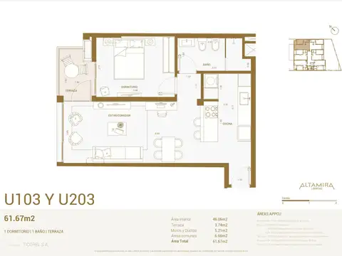 Departamento en Venta de 1 dormitorio