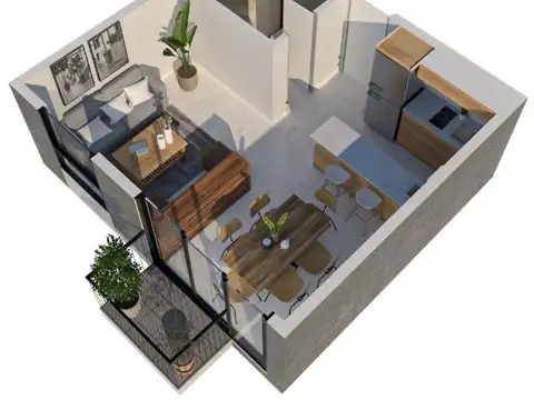 Departamento Monoambiente con 1 baño