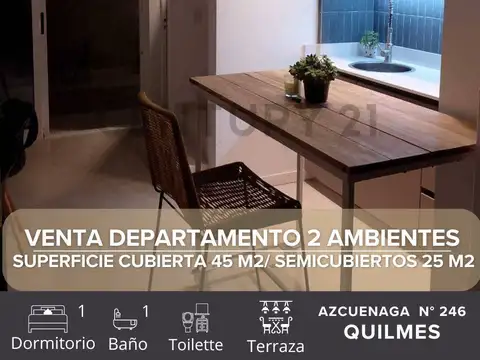 VENTA DEPARTAMENTO 2 AMBIENTES QUILMES