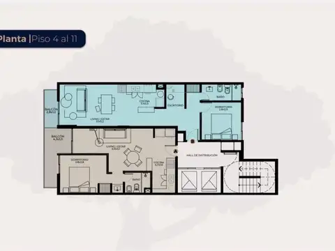 Departamento 2 ambientes con 1 baño
