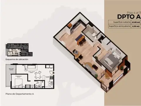 Departamento en Venta de 1 dormitorio