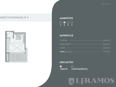 Departamento en Venta de 2 ambientes