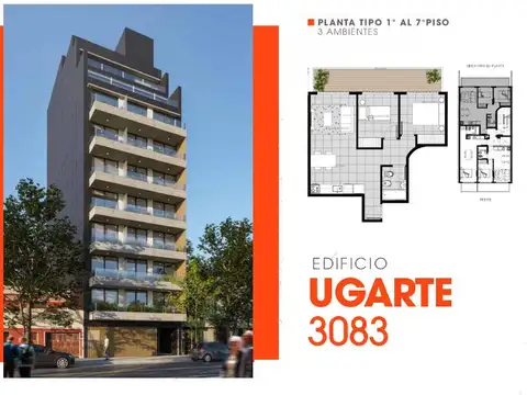 UGARTE 3083 7° C - BELGRANO - 3 ambientes con balcón en construcción